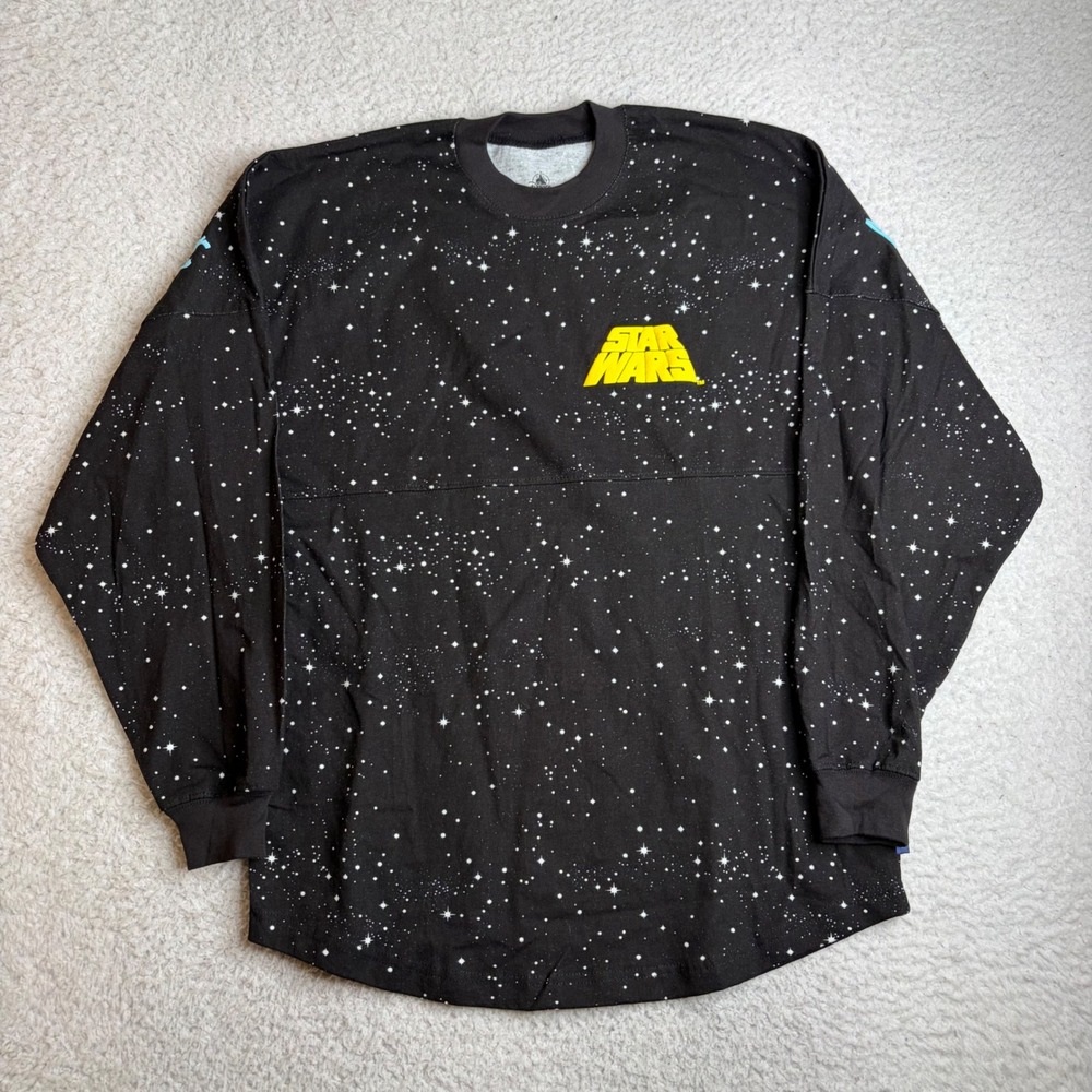 NEW Disney Parks Star Wars Spirit Jersey Black Star Field Galaxy Long Sleeve S